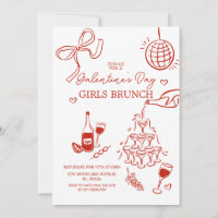 HandGezeichnet Rote Galentine-Tagesmädchen Brunch