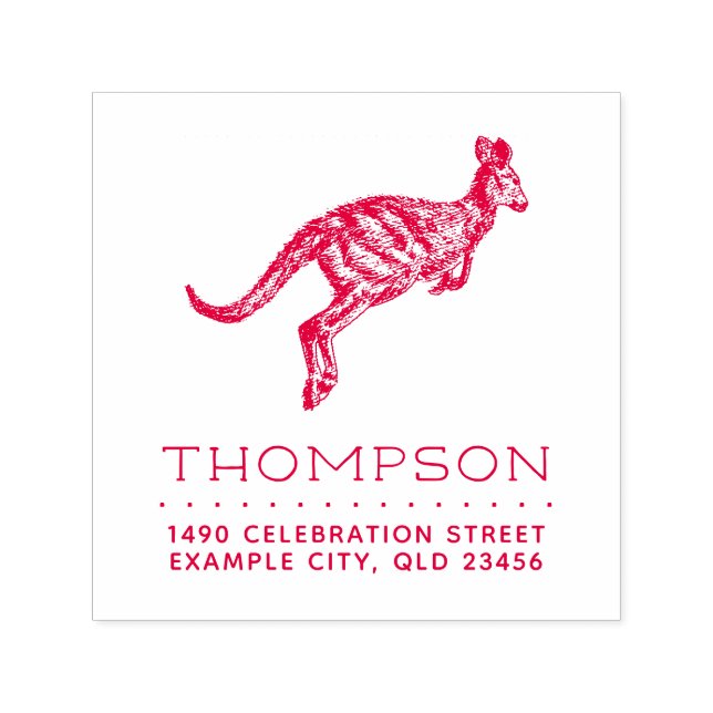 Handgezeichnet Rücksendeadresse Kangaroo Familienn Permastempel (Design)