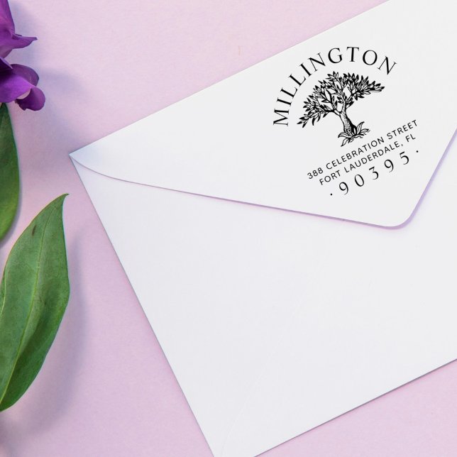 Handgezeichnet Rücksendeadresse von Baumrundnamen Permastempel (Von Creator hochgeladen)