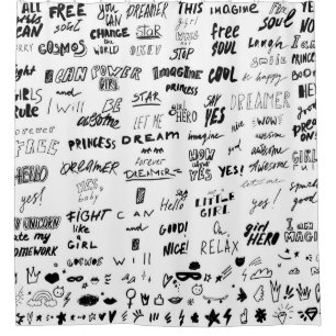 Handgezeichnet Schrift, Typografie-Doodle-Sammlung Duschvorhang