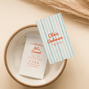 Handgezeichnet Schriftblau Orange Whimsy Boho Uniq Visitenkarte