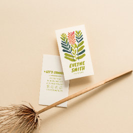 Handgezeichnet Schriftgrünes, feines Retro Funky F Visitenkarte