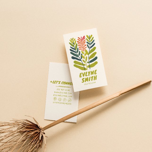 Handgezeichnet Schriftgrünes, feines Retro Funky F Visitenkarte (Von Creator hochgeladen)