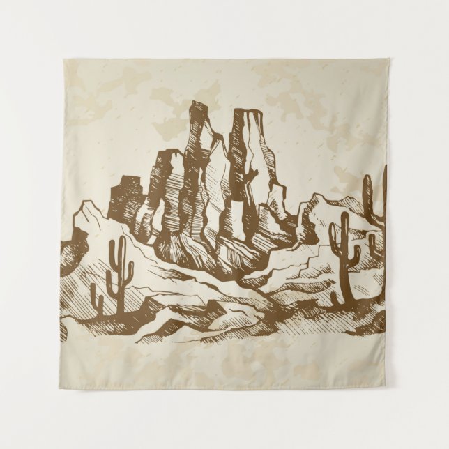 Handgezeichnet Skizze. Typische Landschaftswüste v Wandteppich (Vorderseite)