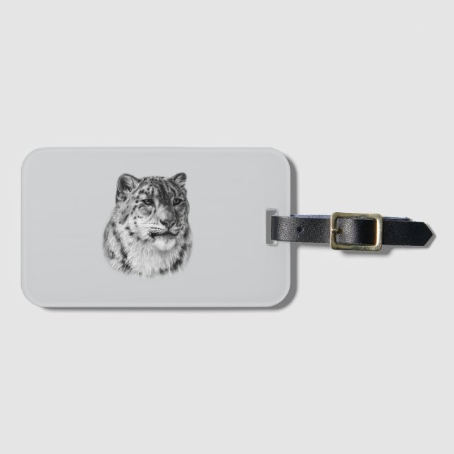 HandGezeichnet Snow Leopard Gepäckanhänger (Vorderseite (Horizontal))