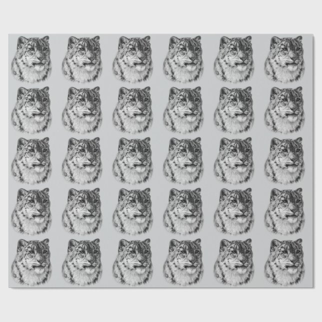 HandGezeichnet Snow Leopard Geschenkpapier (Flach)