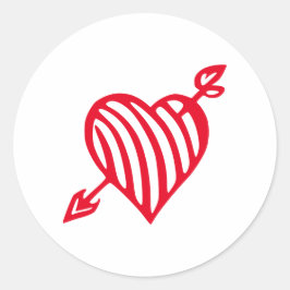 HandGezeichnet Strippenherz mit Arrow-Design Runder Aufkleber