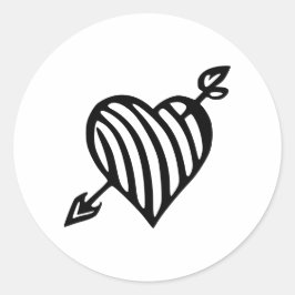 HandGezeichnet Strippenherz mit Arrow-Design Runder Aufkleber