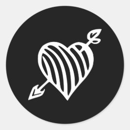 HandGezeichnet Strippenherz mit Arrow-Design Runder Aufkleber