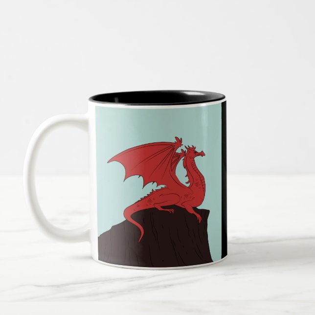 Handgezeichnet Stroke Dragon Design Zweifarbige Tasse (Links)