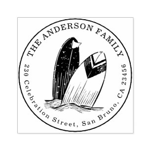 Handgezeichnet Surfbretter mit Rücksendeadresse Gummistempel