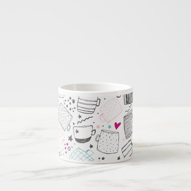 Handgezeichnet Tasse Muster, nahtlos gestaltet. (Vorderseite)