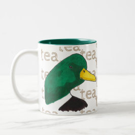 Handgezeichnet Tee-Kaffeekaffee Mallard Duck Zweifarbige Tasse
