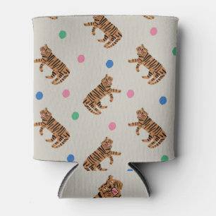 Handgezeichnet Tiger, Polka-Punkte: lebendiges Mus Dosenkühler