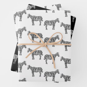 HandGezeichnet Tinte Zebra Safari Wildlife Animal Geschenkpapier Set