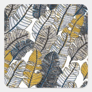 Handgezeichnet: Tropische Blätter Quadratischer Aufkleber