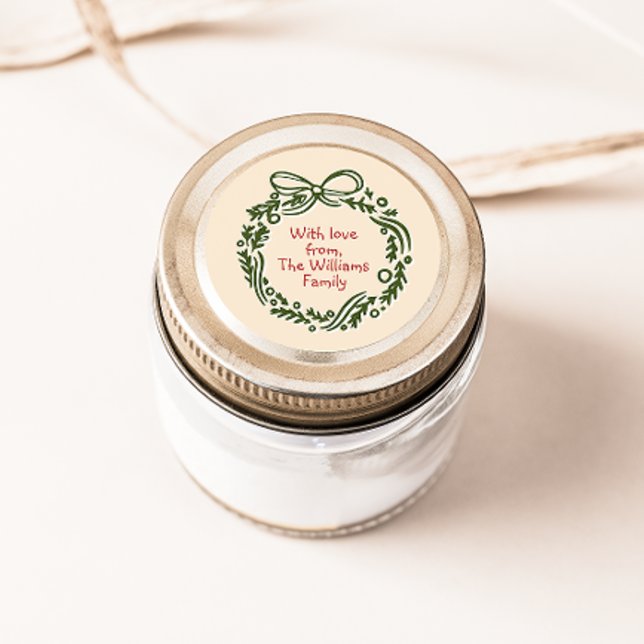 HandGezeichnet Vintag Inspiriert Weihnachtsgeschen Runder Aufkleber (Von Creator hochgeladen)