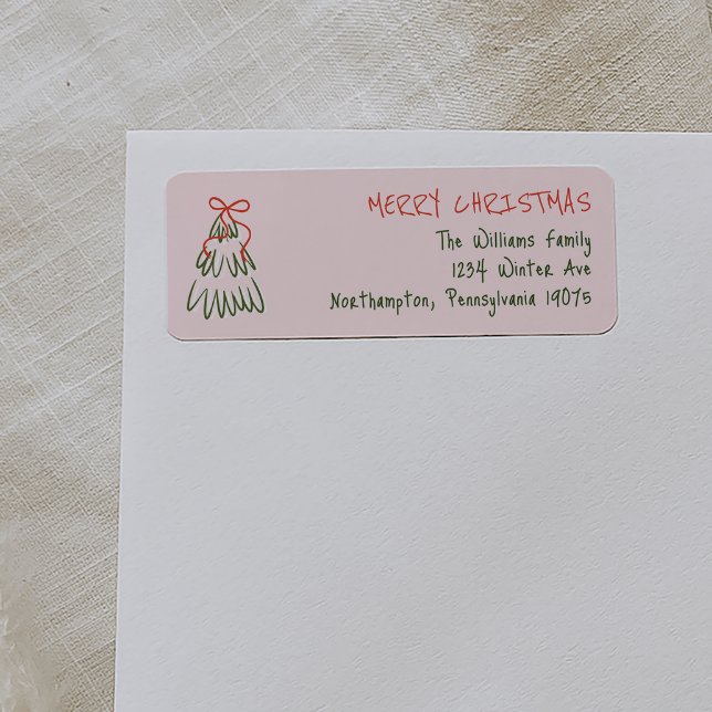 HandGezeichnet Vintag Pink Weihnachts-Rücksendeadr (Von Creator hochgeladen)
