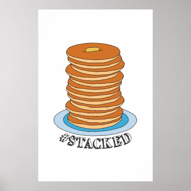 Handgezeichnet Voll Stack Pancakes Clipart Pancake Poster (Vorne)