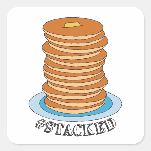 Handgezeichnet Voll Stack Pancakes Clipart Pancake Quadratischer Aufkleber (Vorderseite)