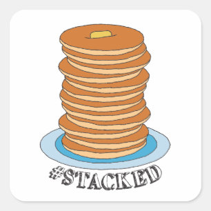 Handgezeichnet Voll Stack Pancakes Clipart Pancake Quadratischer Aufkleber
