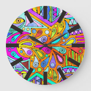 Handgezeichnet von EDDArt - Blah Blah Blah Blah 1 Große Wanduhr