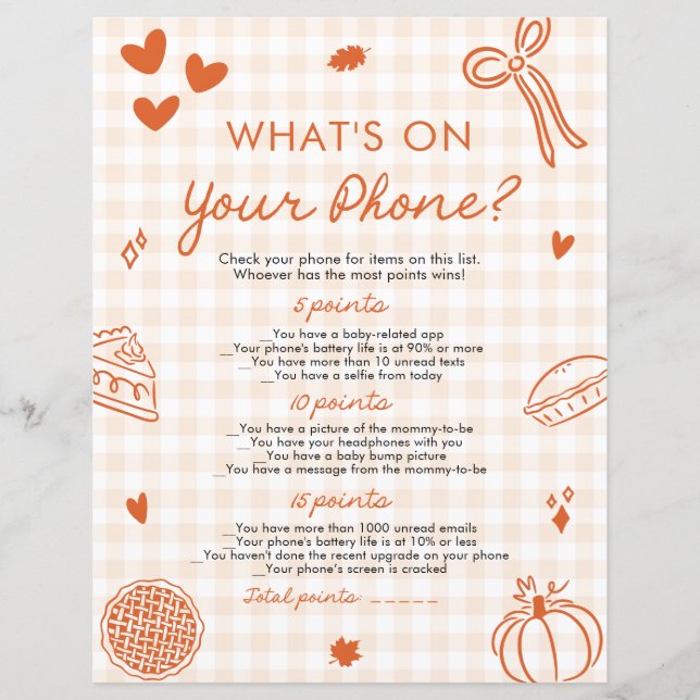 Handgezeichnet Was ist auf Ihrem Handy Baby Shower (Vorderseite)