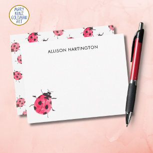 HandGezeichnet Wasserfarbenladybug Whimsical Insek Mitteilungskarte