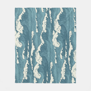 HandGezeichnet Waves Retro-Vintages Muster Fleecedecke