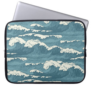 HandGezeichnet Waves Retro-Vintages Muster Laptopschutzhülle