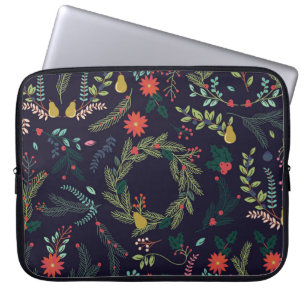 Handgezeichnet Weihnachtsflorale: Vintage Kollekti Laptopschutzhülle
