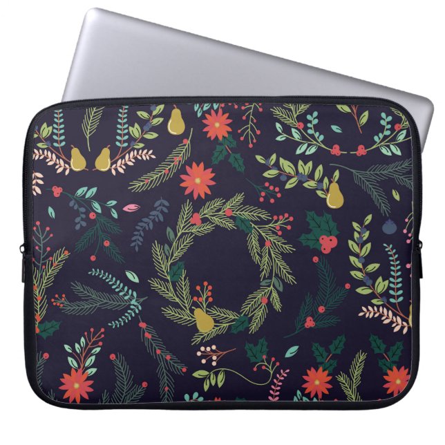 Handgezeichnet Weihnachtsflorale: Vintage Kollekti Laptopschutzhülle (Vorderseite)