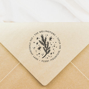 HandGezeichnet Weihnachtskiefernfamilien Rücksende Gummistempel