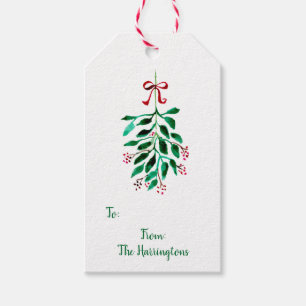 HandGezeichnet Weihnachtsmistletoe Hübsche Wasserf Geschenkanhänger