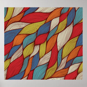 HandGezeichnet Wellen: Abstrakter Nahtloser Hinter Poster