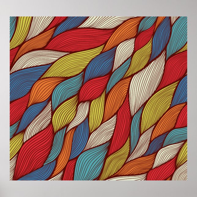 HandGezeichnet Wellen: Abstrakter Nahtloser Hinter Poster (Vorne)