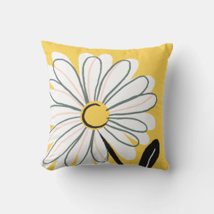 Handgezeichnet Whimsical Yellow Daisy Kissen