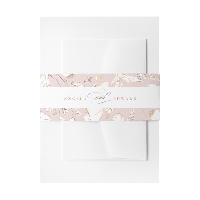 Handgezeichnet Wildblumen Dusty Pink Elegante Hoch Einladungsbanderole (Vorderseite Beispiel)