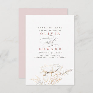 Handgezeichnet Wildblumen Dusty Pink Save the Date