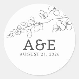 Handgezeichnet Wildblumen Einfach elegant Minimali Runder Aufkleber