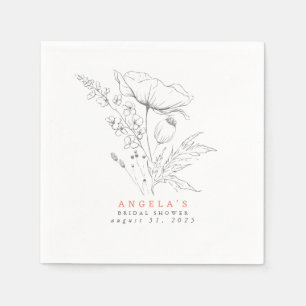 Handgezeichnet Wildblumen Elegant Minimalistisch N Serviette