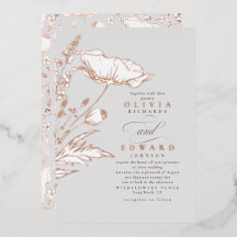 Handgezeichnet Wildblumen Elegante Hochzeit in Gra