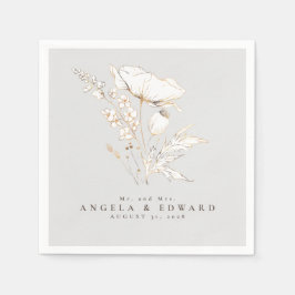 Handgezeichnet Wildblumen Elegante Minimalistische Serviette