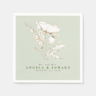 Handgezeichnet Wildblumen Elegante Minimalistische Serviette