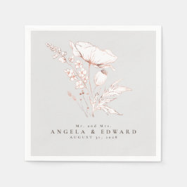 Handgezeichnet Wildblumen Elegante Minimalistische Serviette