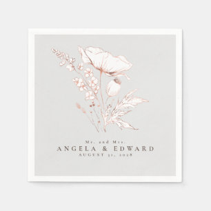 Handgezeichnet Wildblumen Elegante Minimalistische Serviette