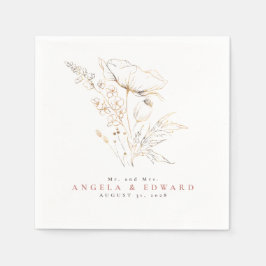 Handgezeichnet Wildblumen Elegante Minimalistische Serviette