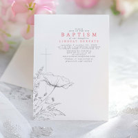 Handgezeichnet Wildblumen Elegante rosa Taufe
