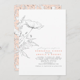 Handgezeichnet Wildblumen Elegantes Probe Dinner Einladung