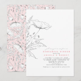 Handgezeichnet Wildblumen Elegantes Probe Dinner Einladung